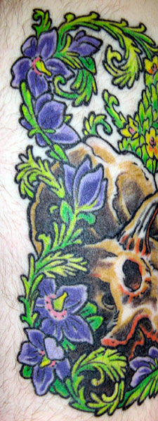  Flowers from triceratops tattoo by Mike Bellamy of Red Rocket Tattoo