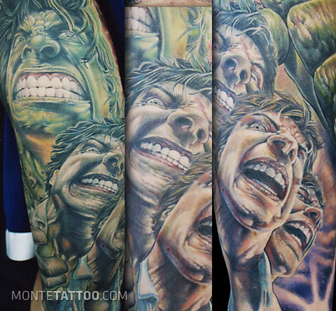 Cartoon Tattoo of Incredible Hulk Picture on Foot